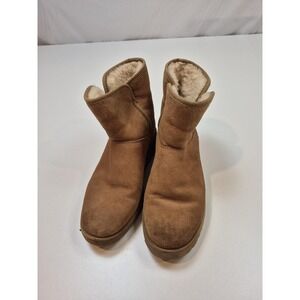 UGG Boots Womens Size 7 Brown Sheepskin Suede Ankle Winter Kristin 1012497